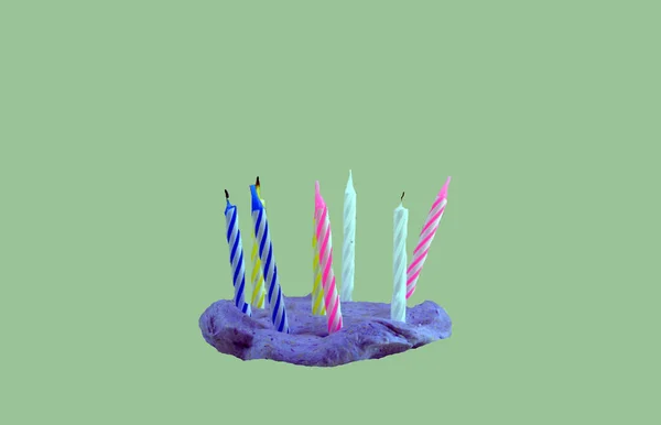 Свечи Торта Стоять Стенде Пластилина — стоковое фото