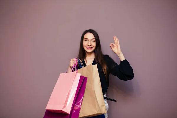 Image Beautiful Shocked Young Blonde Woman Posing Isolated Pink Wall — Stock Photo, Image