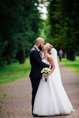 Güneşli bir günde harika bir düğün Güzel bir çift.