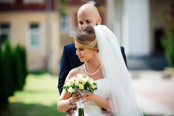 Wonderful Wedding Sunny Day Beautiful Couple — Stock Photo, Image