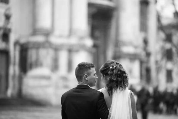 Hochzeit Lwiw Spaziergang Durch Die Straßen — Stockfoto