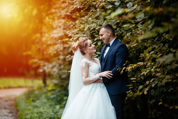 Novia Novio Felices Después Ceremonia Boda — Foto de Stock