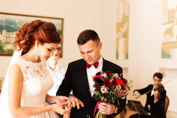 Wedding Rings Dresses Registry Office Wedding Day — Stock Photo, Image