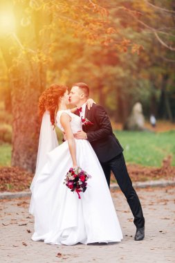 Avrupalı mutlu romantik çift evliliklerini kutluyor.