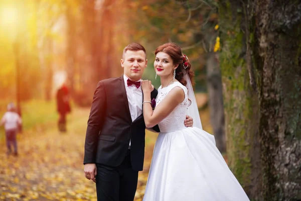 Обнимает Супружескую Пару Обнимает Свадебную Пару Жених Невеста Романтическая Супружеская — стоковое фото