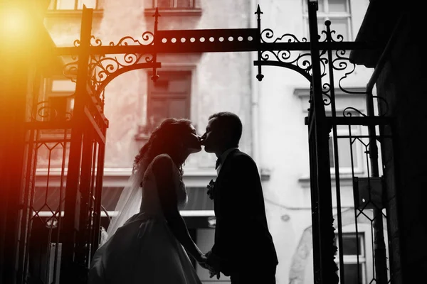 Europeu Feliz Casal Romântico Celebrando Seu Casamento — Fotografia de Stock