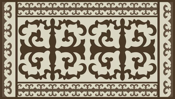 Kazakh ou Kyrgiz tribal nacional Médio Asiático ornamento étnico para design personalizado, fundo, têxtil — Vetor de Stock