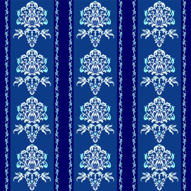 Kusursuz vektör deseni, süslü Arap tarzı süsler mavi, turkuaz ve beyaz renkler, özel baskı ve tasarım için arkaplan