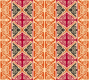 Kusursuz Kazak ya da Kırgız kabilesi uyruklu Orta Asya kökenli kırmızı, turuncu ve siyah renkli özel tasarım, arka plan, tekstil süsü