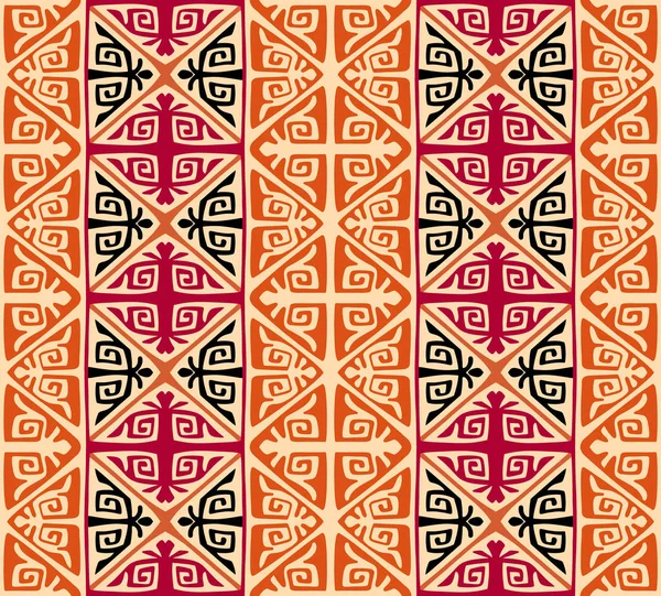 Sin costura kazajo o kirgiz tribu nacional asiático medio étnico colorido rojo, naranja y negro ornamento para el diseño personalizado, fondo, textil — Vector de stock