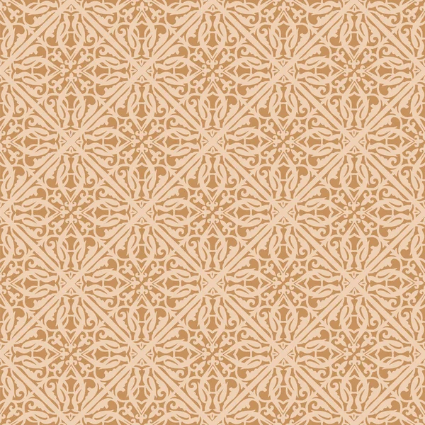 Rhimbus inconsútil étnico kazajo, uzbeko, kirguiso, turcomano, asiático medio y árabe patrón decorativo de damasco vector islámico, adornos vintage estilo boho damasco en colores beige neutro y marfil para el diseño personalizado y la impresión. — Archivo Imágenes Vectoriales