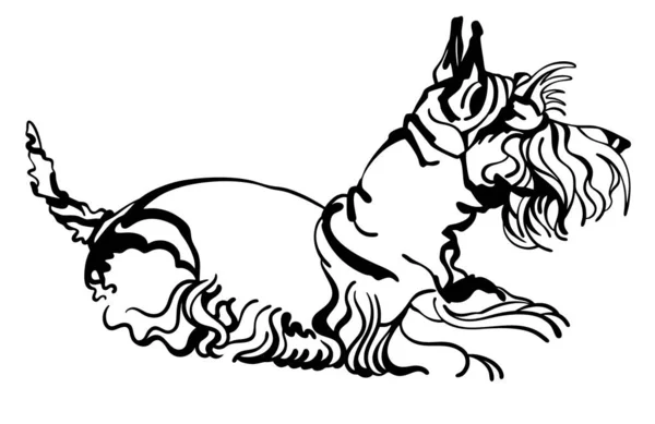 Disegno a inchiostro stilizzato di cane schnauzer gigante animale domestico, in bianco e nero, isolato, per la stampa personalizzata e il design del logo — Vettoriale Stock