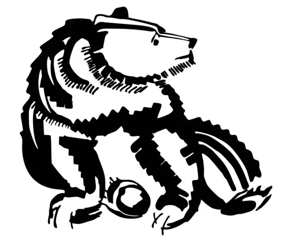 Dibujo de tinta estilizada de oso ruso norhtern, blanco y negro, aislado, para impresión personalizada y diseño de logotipo — Vector de stock