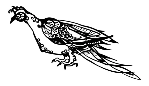 Inkt tekening van fazant wilde vogel, zwart-wit, geïsoleerd, voor aangepaste print en logo ontwerp — Stockvector