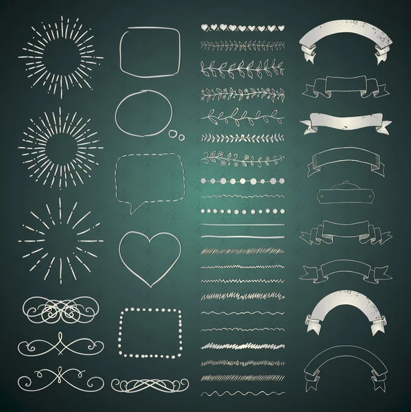 Set of Vector Decorative Hand Drawn Design Elements — Stock Vector