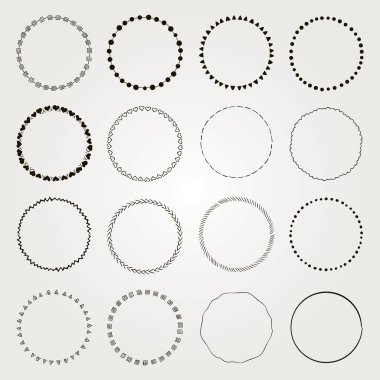 Vektör elle çizilmiş daire Logo ve rozet öğeleri kümesi