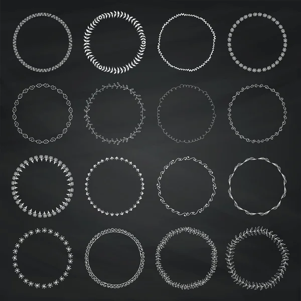 Vector Chalk Drawing Circle Logo and Badge Elements Set — Stockový vektor