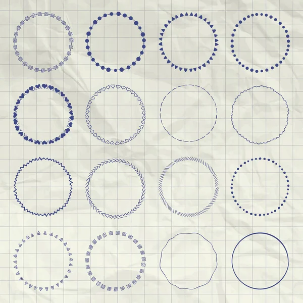 矢量手绘圆标志和徽章元素集 — 图库矢量图片