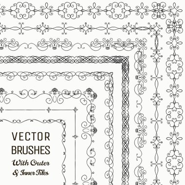 Dış ve iç döşemeleri koleksiyonu ile vektör fırçalar