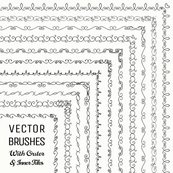 Vector Brushes with Outer and Inner Tiles Collection — Stock Vector