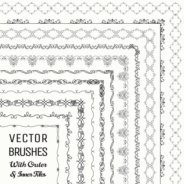 Brosses vectorielles avec collection de carreaux extérieurs et intérieurs — Image vectorielle