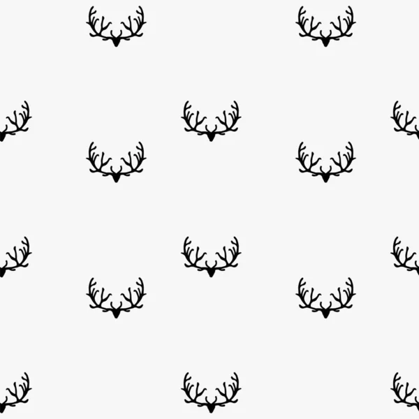 Doodle Hand Drawn Seamless Patterns with Deers — Stock Vector