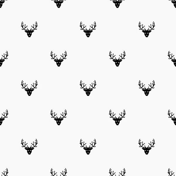 Patterns sans couture dessinés à la main Doodle avec des cerfs — Image vectorielle