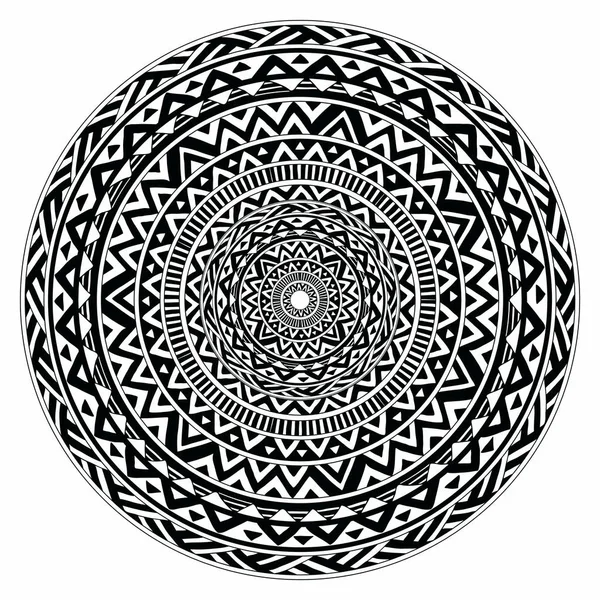 Vector tribal folk aztec geometric pattern in circle — Stock Vector