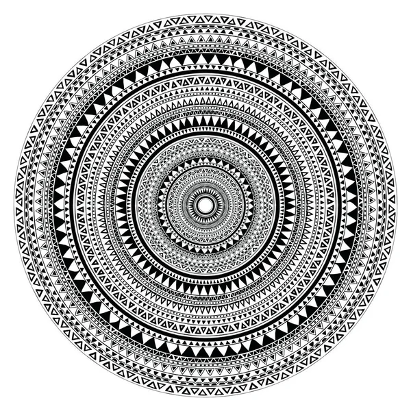 Vetor tribal folk azteca padrão geométrico em círculo — Vetor de Stock