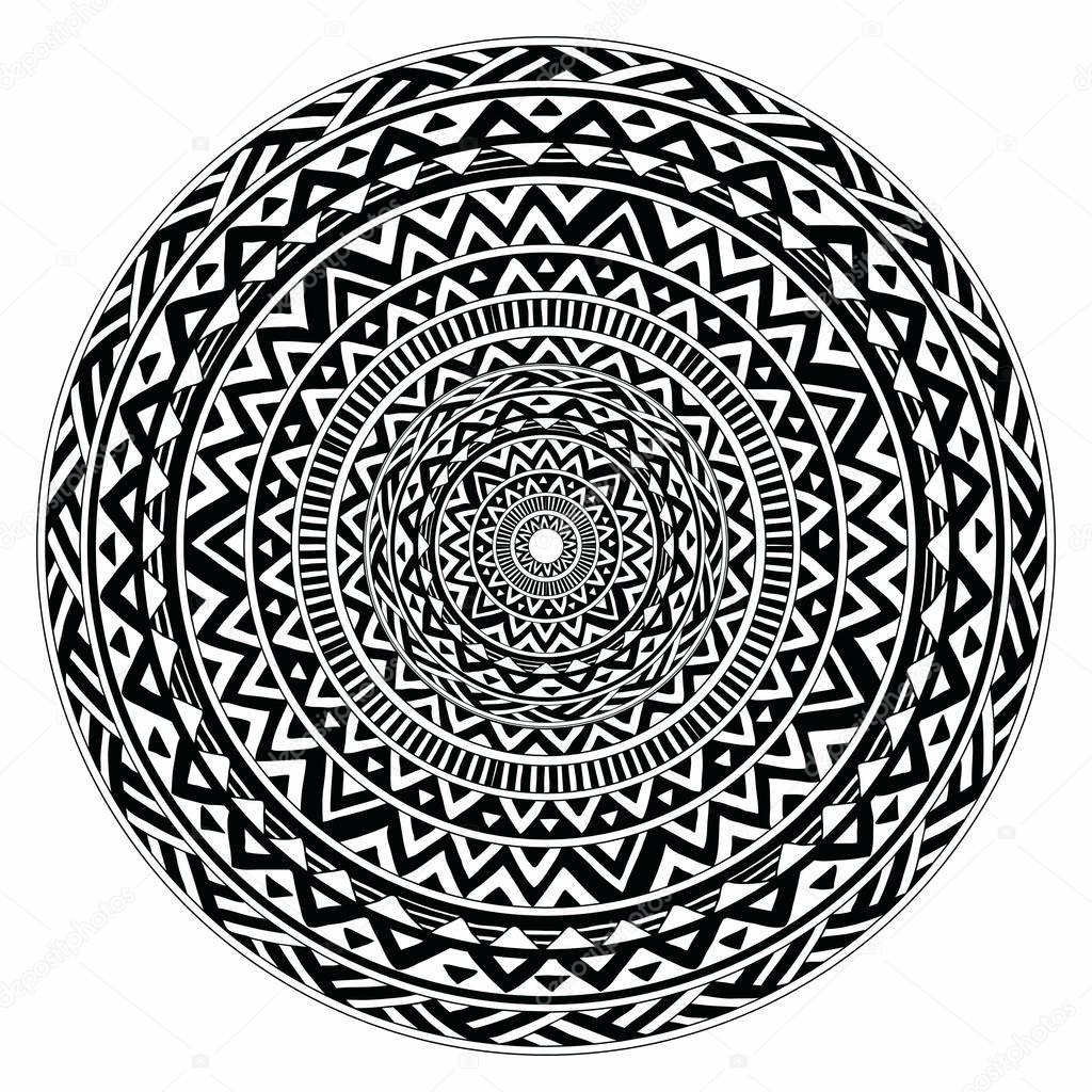 Vector tribal folk aztec geometric pattern in circle