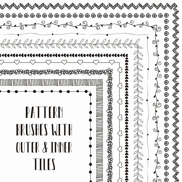 Vector pattern brushes with outer and inner tiles — Stock Vector