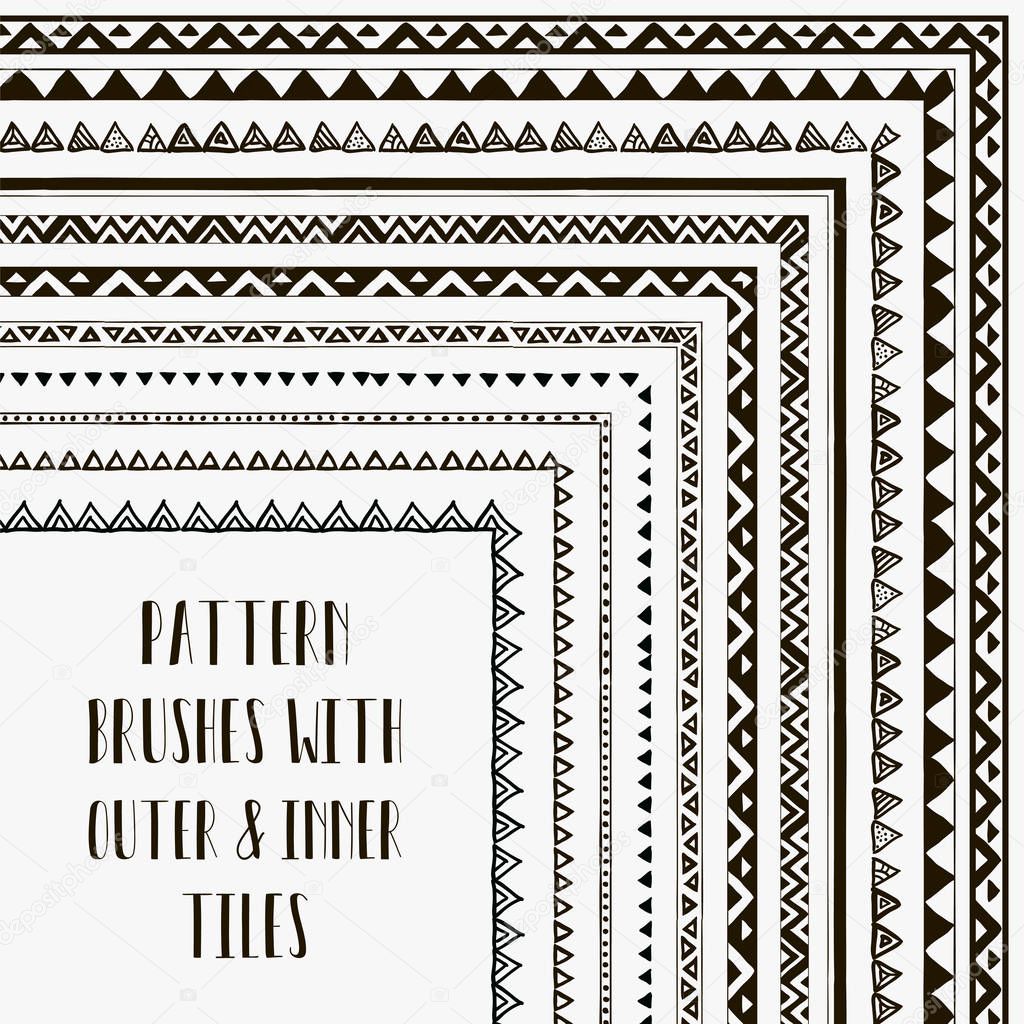 Vector pattern brushes with outer and inner tiles