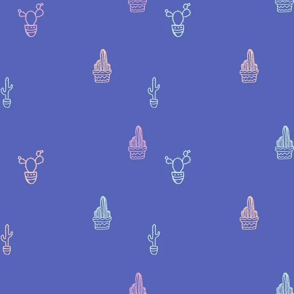 Doodle Patterns sans couture dessinés à la main avec cactus — Image vectorielle