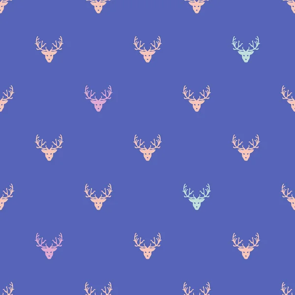 鹿と落書き手描きのシームレス パターン — ストックベクタ