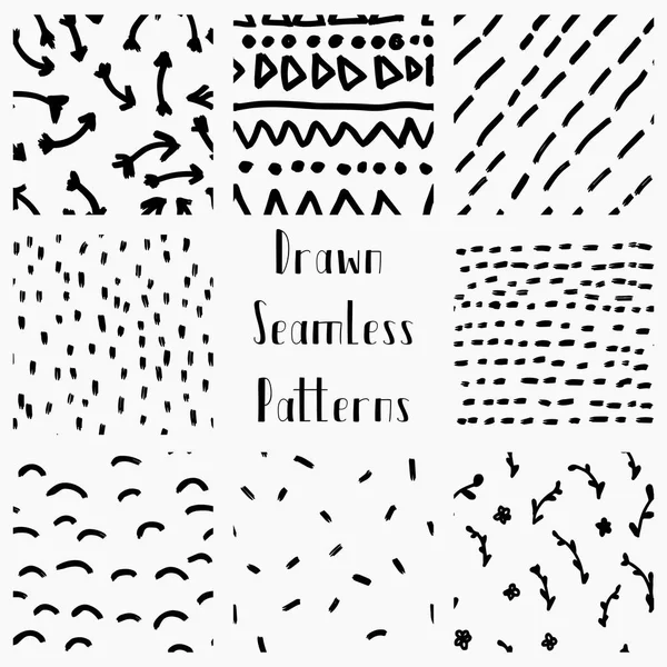 Vektor abstrakte handgezeichnete schwarze nahtlose Muster — Stockvektor