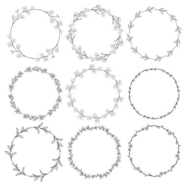 Çelenk, dalları, otlar, bitkiler ve çiçekler ile defne