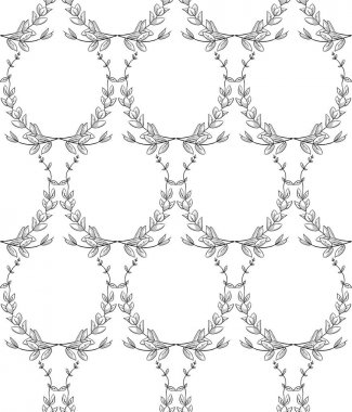 Vektör siyah Seamless modeli ile çizilmiş dalları, bitkiler