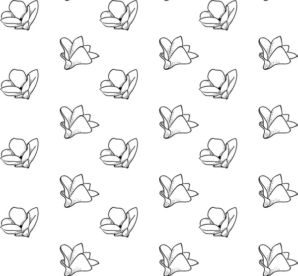 Modèle sans couture vectoriel avec fleurs dessinées, fleur — Image vectorielle
