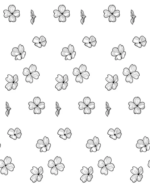 Modèle sans couture vectoriel avec fleurs dessinées, fleur — Image vectorielle