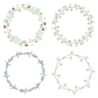 Çelenk, dalları, otlar, bitkiler ve çiçekler ile defne