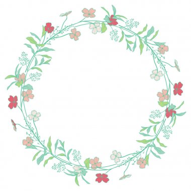 Çelenk, dalları, otlar, bitkiler ve çiçekler ile defne