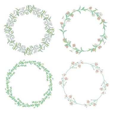 Çelenk, dalları, otlar, bitkiler ve çiçekler ile defne