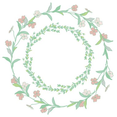 Çelenk, dalları, otlar, bitkiler ve çiçekler ile defne