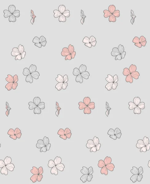 De naadloze patroon vector met getekende bloemen, Blossom — Stockvector