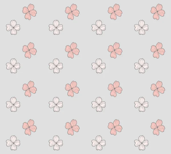 Vektor vzor bezešvé tažené květy, květy — Stockový vektor