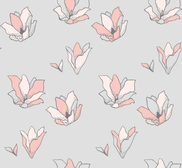 Vector sömlösa mönster med ritade blommor, Blossom — Stock vektor
