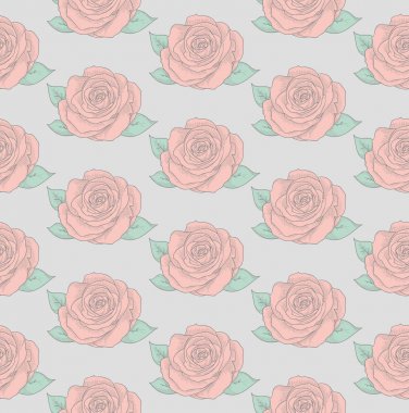 Vektör çizim çiçek, gül ile Seamless Modeli