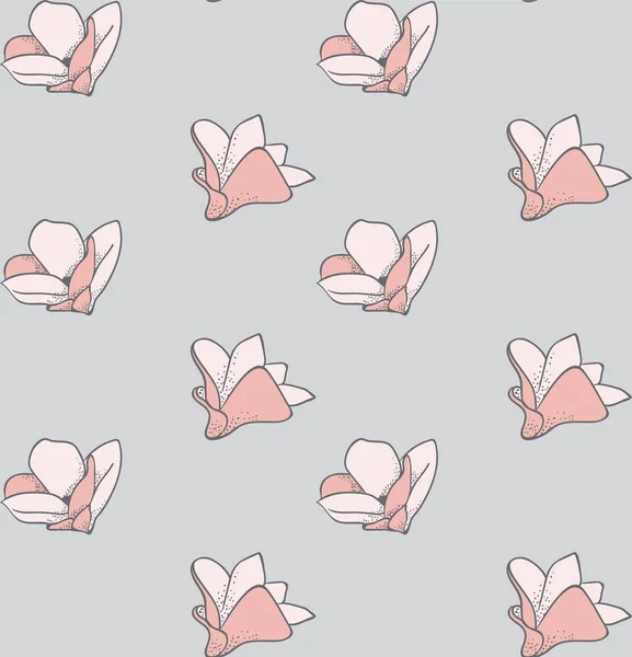 De naadloze patroon vector met getekende bloemen, Blossom — Stockvector