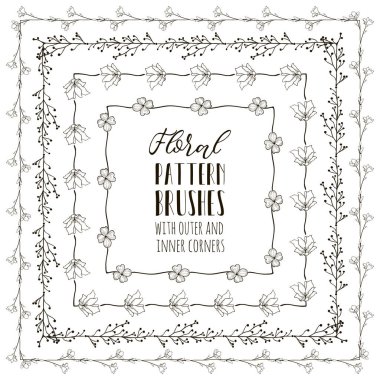 Vektör çiçek desen fırçaları dalları, bitkiler ve çiçekler