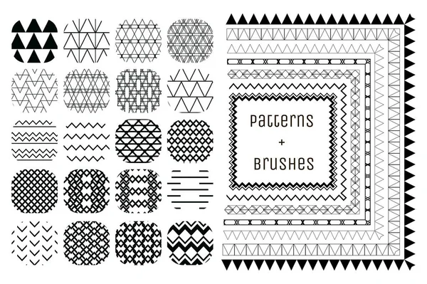 20 Vector Geometric Patterns and 7 Pattern Brushes — Stock Vector